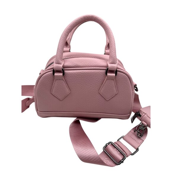 Steve Madden Mini Pink Satchel With Chain Accents Removable Strap Stylish - Picture 8 of 10